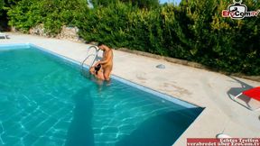 German vacationers having hot sex at and in the pool