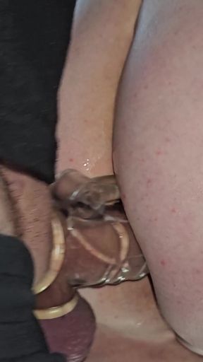 30 Cm Huge and Fat Dick. He Fills Her Entire Pussy and Moves Her Organs. Her Mouth Is Tied so She Can't Scream