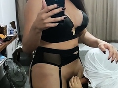 Shemale tranny gets blowjob before sucking