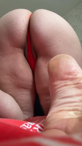 Thick Ass Worship - Red Thong Fat Pussy Back View Goddess