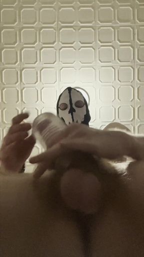 7 Inch (18cm) Hot Cock Owned by a Masked Slim Twink. Flashlight Intense Masturbation, Moaning.