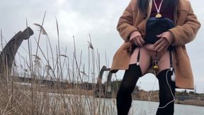 Self-training No. 80: Riverside Walk with Exposed Pussy and Asshole - Part 1
