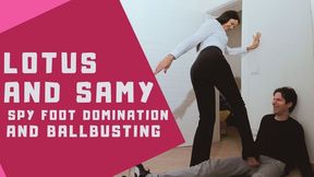 Lotus and Samy rival spy foot domination and ballbusting