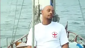 Black threesome pussy licking pussy fucking on the yacht