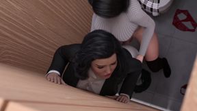 Having a Hard Time - Teacher Anna Helps Shemale Jane's Erection Issue in Ladies Toilet at College