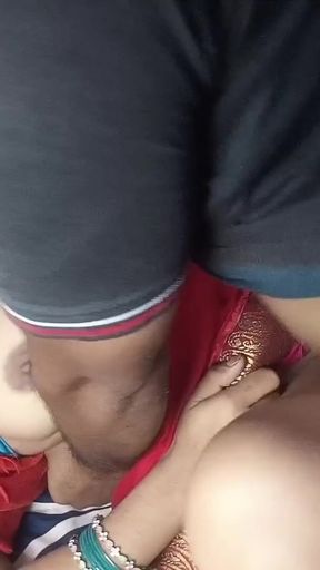 Emotional moment from "Sexy beautiful Bhabhi in red saree was romantically fucked by her husband."