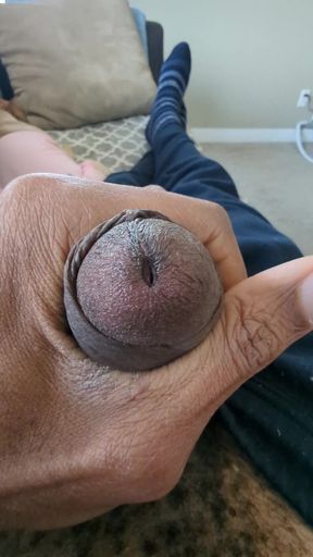 Playing with black cock