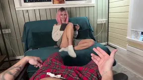 Best New Year and Christmas Gift- Is the Hard Dick in the Pants and Hot POV Handjob Cumshot