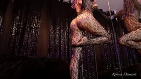 Rebecca Diamante Sexy Catsuit and red leather high heels ITA