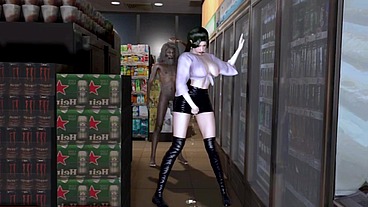 Beautiful female director and old man at the supermarket - 3D Hentai - V438