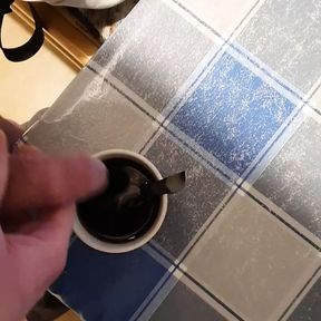 Masturbate cumshot in coffee