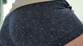 Quick, Hairy Legged Yellow Pee in Short Shorts & Showing off Panties