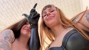 pov fisting and strap-on sucking femdom from sofi and kira