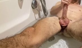 intense handjob in the bath