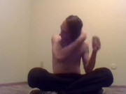 Topless Transgirl Brushing Her Own Hair