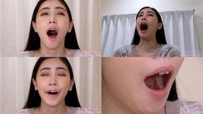 An Komatsu - CLOSE-UP of Japanese cute girl YAWNING - MOV