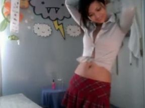 I like to see this pretty Asian webcam girl wearing sexy red plaid skirt