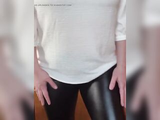 leather leggings tease