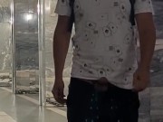 The man jerks off in the Subway and on the beach.