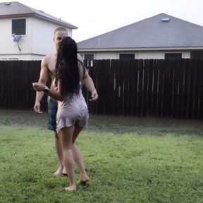 Romantic sex under the rain in Texas