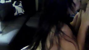 Busty Brunette Doing Blowjob