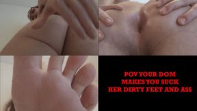 POV your dom makes you suck her dirty feet and ass