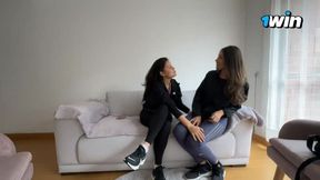 Paying my roommate the rent with lesbian sex