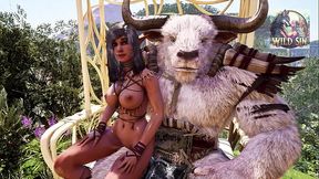 Minotaur and Dark Elf chill together - Wild Sin