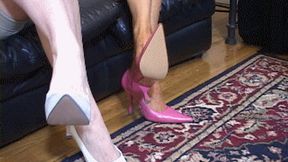 Dangling milfs fuck-me pumps white and pink - SD WMV