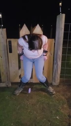 Farm Girl on Gate Left to Cum (Piss or Squirt Find out on OF)