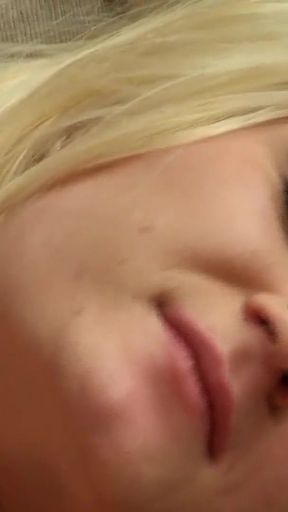 Slim blonde with long legs get a cumshot on her small tits   Clip 2