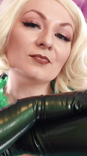ASMR: my new dark green metallic opera long latex gloves - sexy rubber tease - Arya Grander   Clip 3