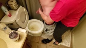 Helping My Neighbor By Holding His Dick While He Pees In The Toilet While My Boyfriends At Work