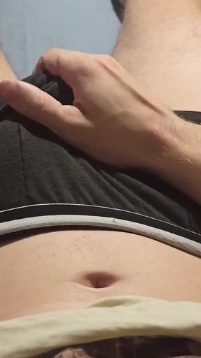 Guy Gently Jerks off His Cock Through His Panties, Erotically