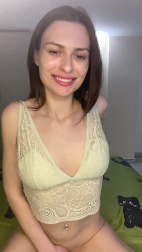 White Bra Tease - No Panties, Bouncing Ass on Couch!