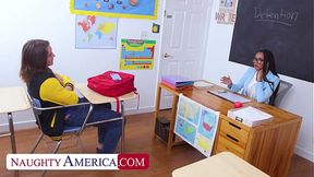 Dark-haired MILF teacher enjoys her student's intense oral&#x1F61C; pleasure
