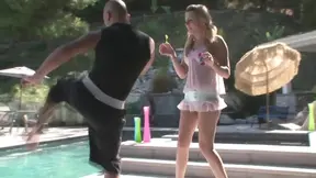 Lucky guy pounds both blonde and ebony babes roughly