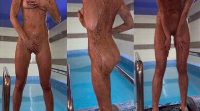 She rubs herself raw in the public sauna
