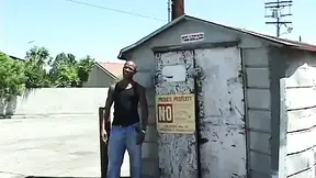 Black beauty rides a massive black tool and gets coated in his juices