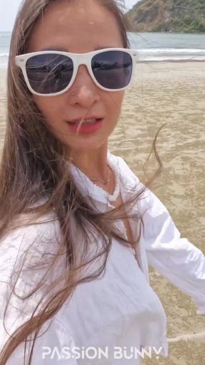 Naked Walking and Risky Pee on the Beach