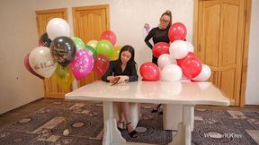 Strict teacher vs a student with helium balloons