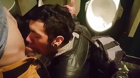 Gay deepthroat in the public bathroom