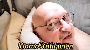 Homo Kotilainen Cock Is Locked with Leather Straps and Cumming.