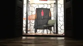 Ugly BDSM Mistress Megan torments her fat sub in dungeon with hot wax, bondage, spanking and strapon