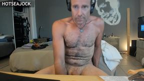 jacking a load out while riding a big dildo on zoom