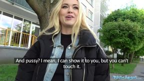 Public Sex Hot blonde student fucked doggy style in forest for cash