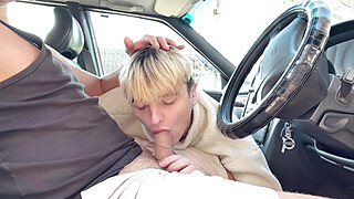Cute twink gets fucked in the car