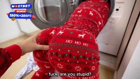 Unexpected Holiday Surprise: Stepsister in a Washing Machine Adventure!