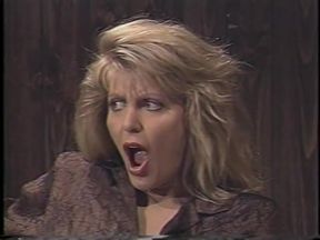 Hot blonde 80s porn queen in sexy lingerie has strap-on fuck with her girlfriend