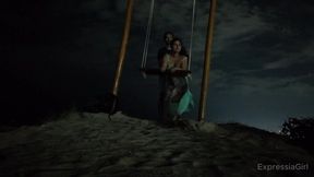 Brunette MILF gives a sloppy blowjob in public